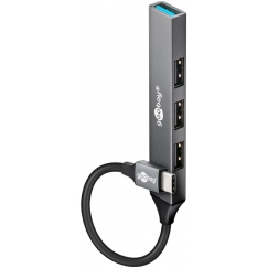 Goobay 74457 keskitin USB 3.2 Gen 1 (3.1 Gen 1) Type-C 5000 Mbit/s Vaaleanharmaa