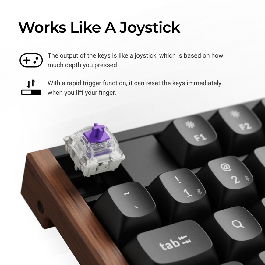 Keychron K10 HE tastatūra Speļu USB + RF Wireless + Bluetooth QWERTY Angļu Melns, Koks – 4