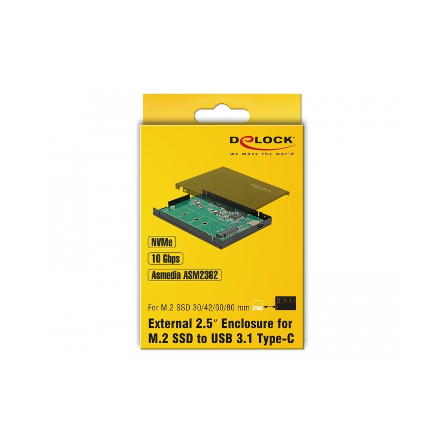 DeLOCK 42609 cieto disku uzglabāšanas sistēma SSD diska korpuss Melns M.2 – 5