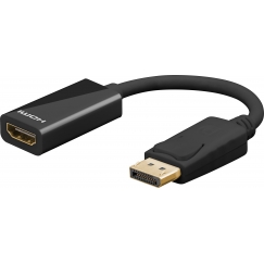Goobay DisplayPort/HDMI 0,1 m HDMI-tyyppi A (vakio) Musta