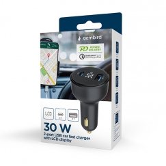 Gembird TA-UC-AC2PD30LCD-CAR-01 mobile device charger