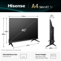 Hisense 40A4Q 101,6 cm (40") Full HD Älytelevisio Wi-Fi Musta 200 cd/m²