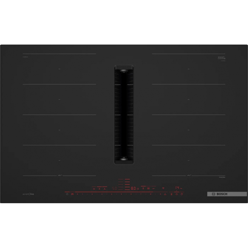 Bosch Serie 8 PXX89BD56E hob Black Built-in 80 cm Zone induction hob 4 zone(s) Built-in hood