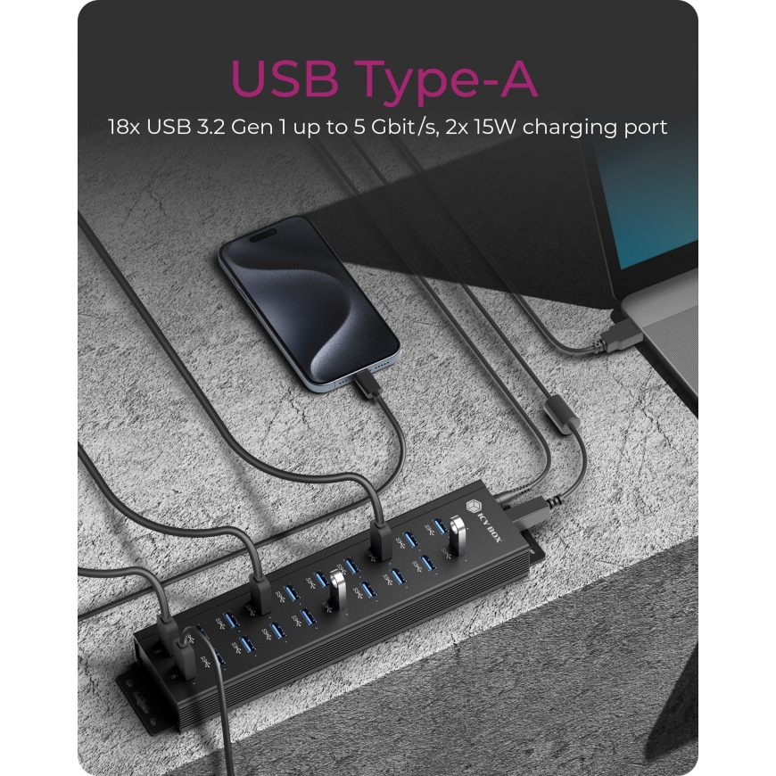 ICY BOX IB-HUB1720-U3 Black – 4