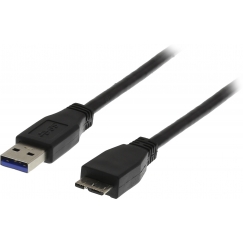Deltaco USB 3.0 kaapeli, A uros - Micro B ur, 1m, musta
