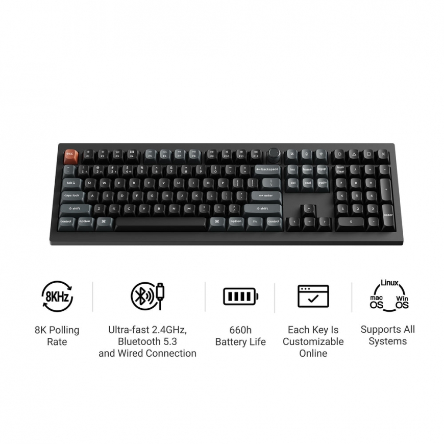 Keychron V6 Ultra 8K klaviatuur Universaalne Bluetooth QWERTY Must – 2
