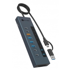 ICY BOX IB-HUB1742CR-C2PD USB 3.2 Gen 2 (3.1 Gen 2) Type-A + Type-C 10000 Mbit/s Melns