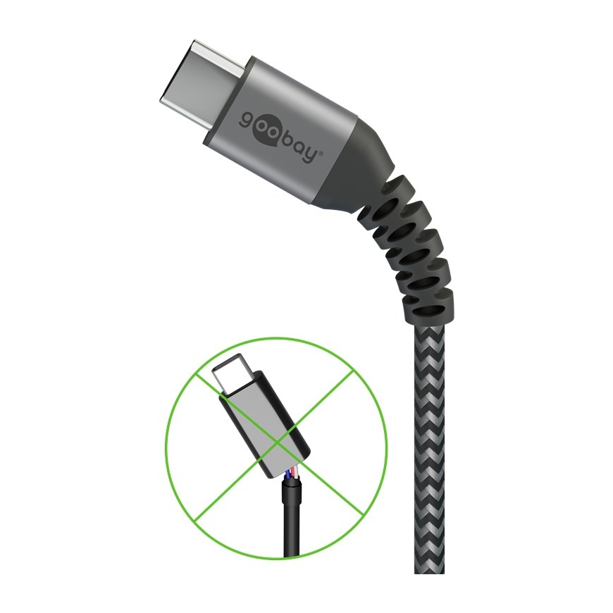 Goobay 49295 USB kabelis USB 2.0 0,5 m USB C USB A Juoda, Pilka – 2