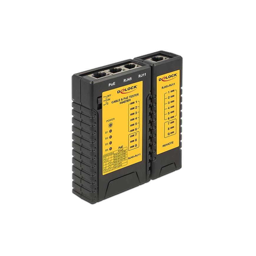 DeLOCK 86107 datortīkla vadu testeris Melns, Dzeltens