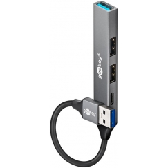 Goobay 74458 хаб-разветвитель USB 3.2 Gen 1 (3.1 Gen 1) Type-A 5000 Мбит/с Светло-серый