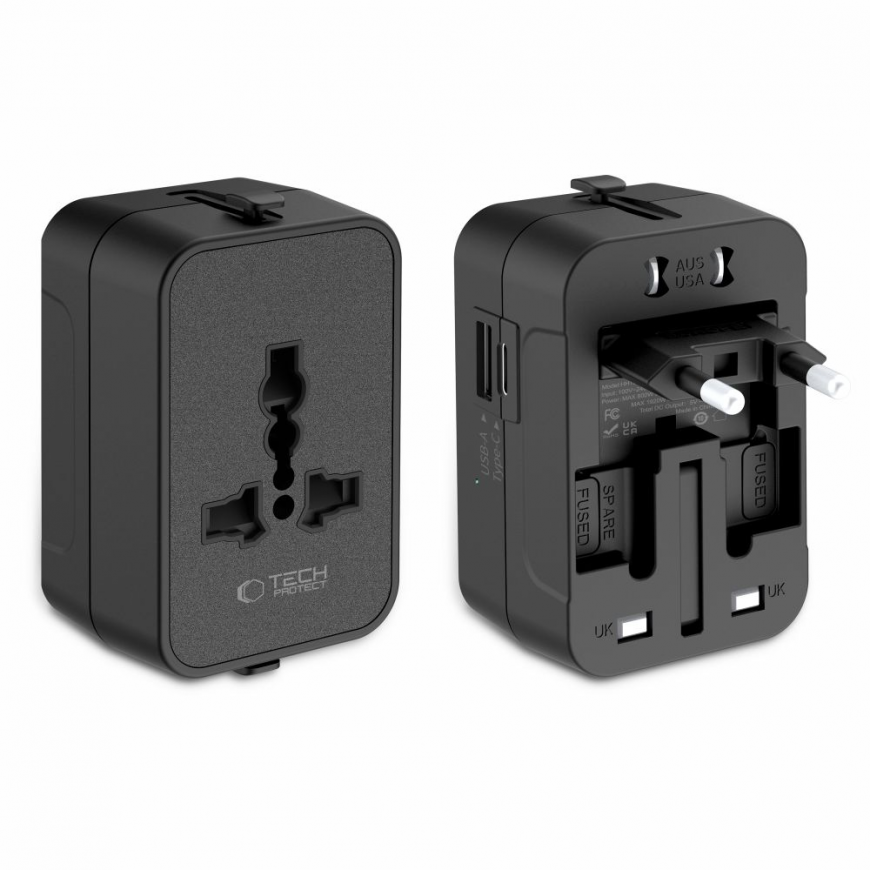 Tech-Protect TA300 Travel Adapter EU | UK | AU - Black – 2