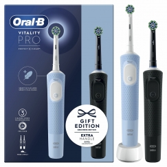 Oral-B Vitality Pro Duo Для взрослых Колебательно-вращательная зубная щетка Черный, Синий, Белый