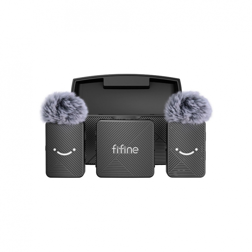 Fifine M9 kaklasaites mikrofonu komplekts (melns)