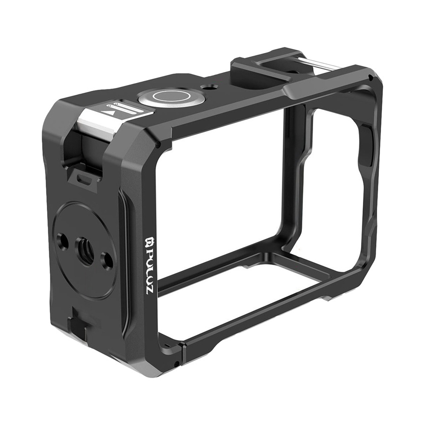 Metal protective case with a Puluz cold shoe mount for the DJI Osmo Action 6