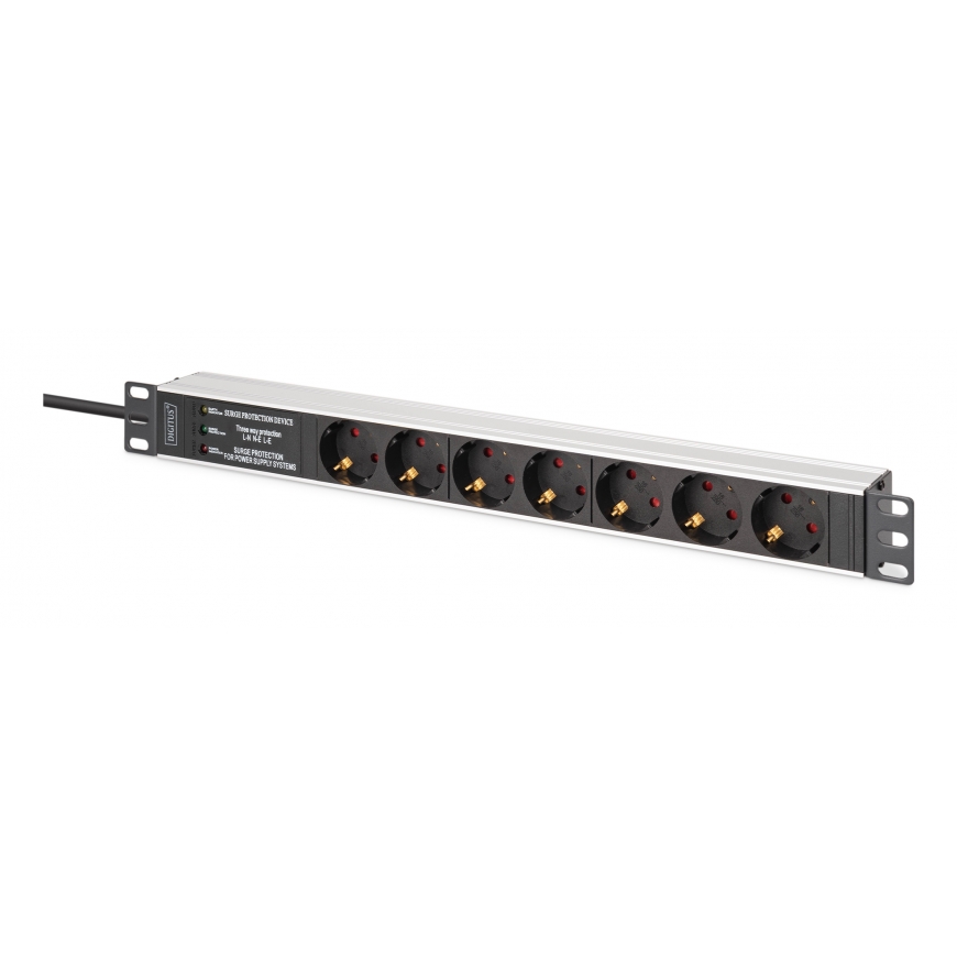 Digitus DN-95441 toitejaotuskomponent (PDU) 7 vahelduvvoolu kontakt 1U Must, Hõbe