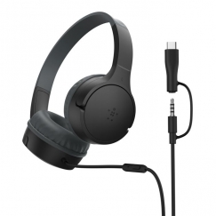 Belkin SoundForm Mini Laisvų rankų įranga Vielinis Su lankeliu Skambučiai / muzika C tipo USB Juoda