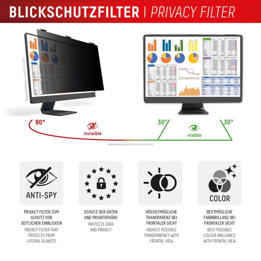 Displex 02089 ekrano privatumo filtras 68,6 cm (27") Monitorius Berėmio ekrano privatumo filtras 3H – 3
