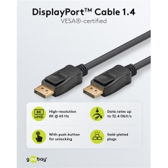 Goobay 74777 DisplayPort-kaabel 1 m Must