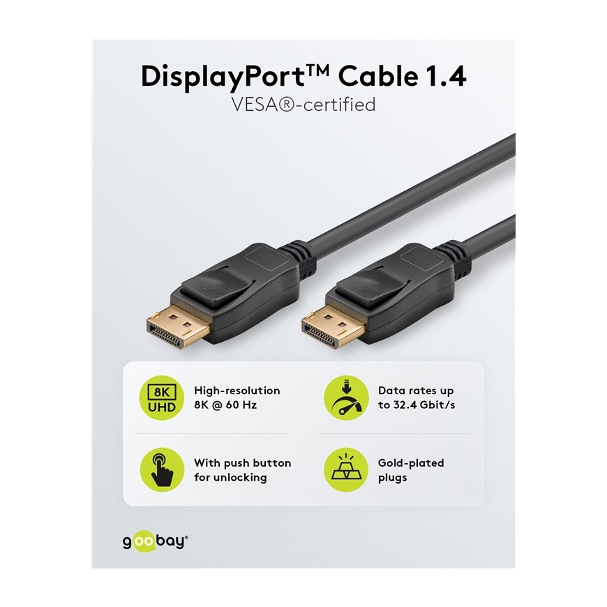 Goobay 74777 DisplayPort-kaabel 1 m Must