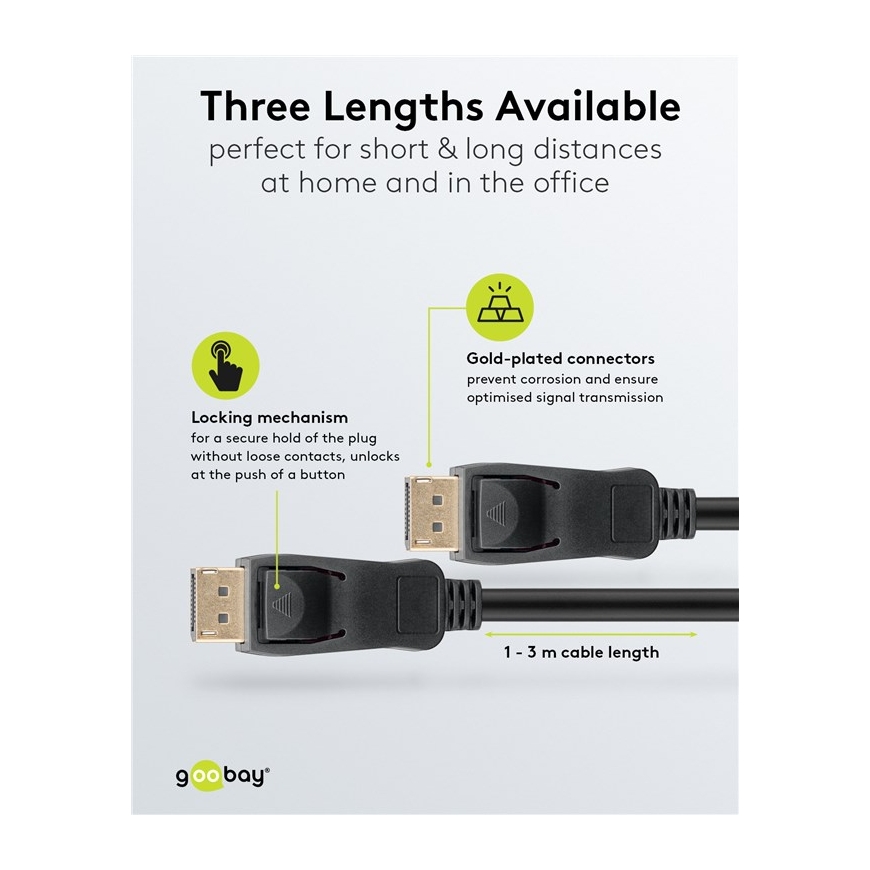 Goobay 74777 DisplayPort kabelis 1 m Melns – 4