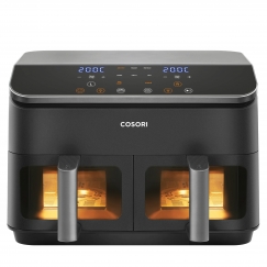 Cosori Dual Basket Chef Edition Dvigubas 8,5 L Autonominės 1750 W Karšto oro gruzdintuvė Juoda, Sidabras