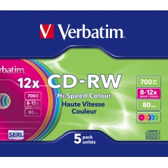 Verbatim CD-RW Colour 12x 700 MB 5 vnt