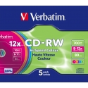 Verbatim CD-RW Colour 12x 700 MB 5 vnt