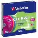 Verbatim CD-RW Colour 12x 700 MB 5 kpl Verbatim CD-RW Colour 12x 700 MB 5 kpl