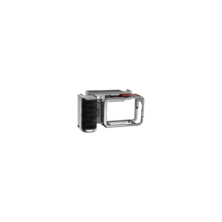 Titanium expansion cage with handle and additional Puluz connections for DJI Osmo Action 6 – 2