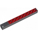 Bachmann 19'' 2m 8x Schuko H05VV-F 3G 1.00mm² удлинитель 8 розетка(и) Черный, Красный