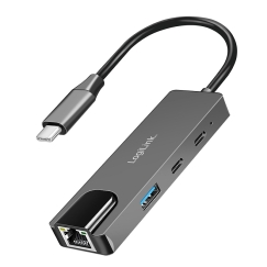 LogiLink UA0432 dokstacija Vadu USB 3.2 Gen 1 (3.1 Gen 1) Type-C Pelēks