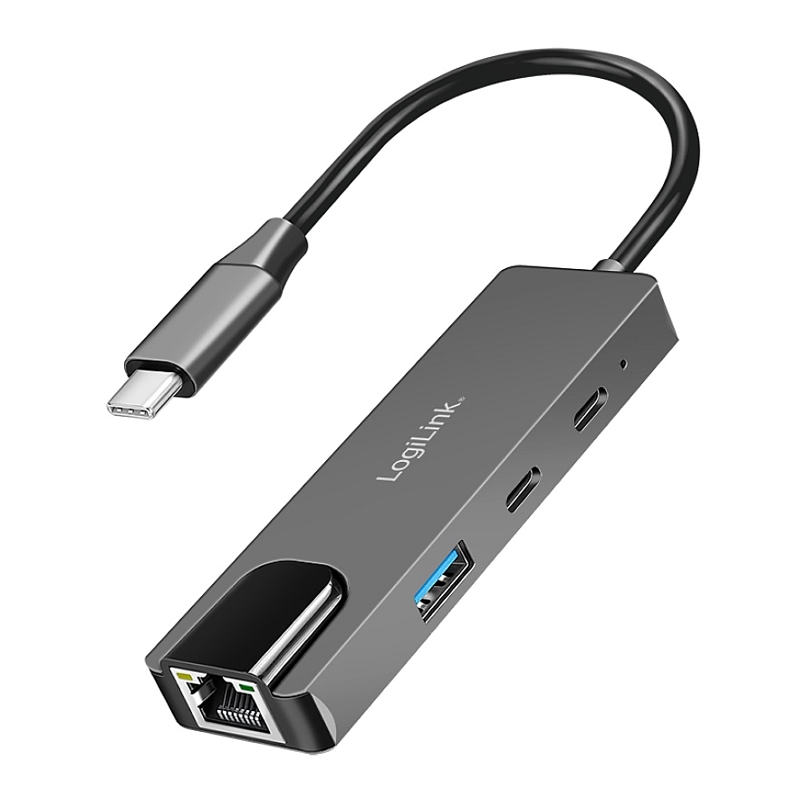 LogiLink UA0432 dokstacija Vadu USB 3.2 Gen 1 (3.1 Gen 1) Type-C Pelēks