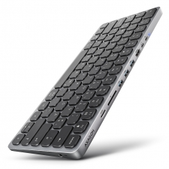 Axagon HMC-KB-GE, USB 5Gbps hub w. keyboard, HDMI 4K/60Hz, 3x USB-A, SD/mSD, audio, PD 100, German layout