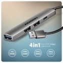 Axagon HUB USB HUE-STA, 4x USB ALU STRIP hub, 1x USB-A 5Gbps, 2x USB-A & 1x USB-C 480Mbps, kabel USB Axagon HUB USB HUE-STA, 4x USB ALU STRIP hub, 1x USB-A 5Gbps, 2x USB-A & 1x USB-C 480Mbps, kabel USB