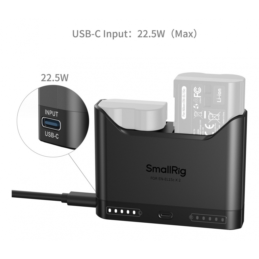 SmallRig 5491 akulaadija Digikaamera aku USB – 2