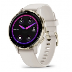 Garmin Venu 3S 3,05 cm (1.2") AMOLED 41 mm Digitāls 390 x 390 pikseļi Skārienjūtīgais ekrāns Zelts, Ziloņkauls Wi-Fi GPS
