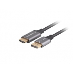 Lanberg CA-DPHD-20CU-0010-BK video kabeļu aksesuārs 1 m DisplayPort HDMI Type A (Standard) Melns, Sudrabs