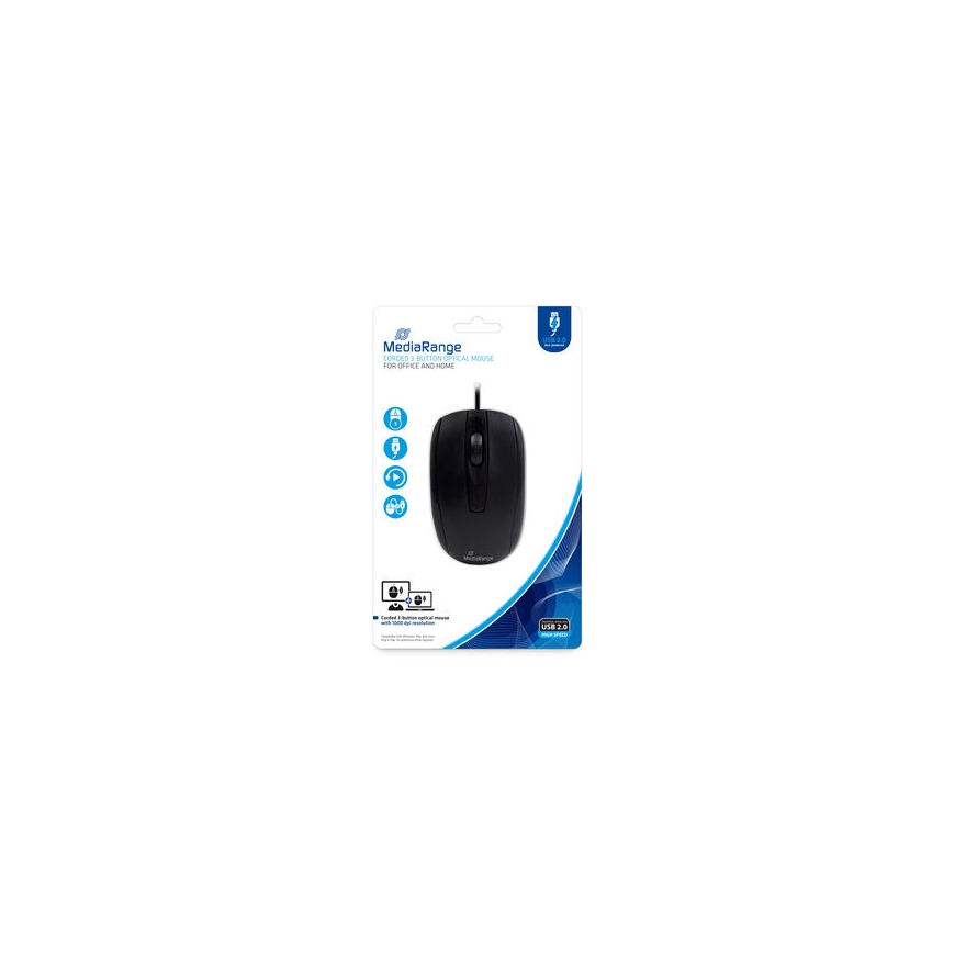 MediaRange MROS211 mouse Office Ambidextrous USB Type-A Optical 1000 DPI