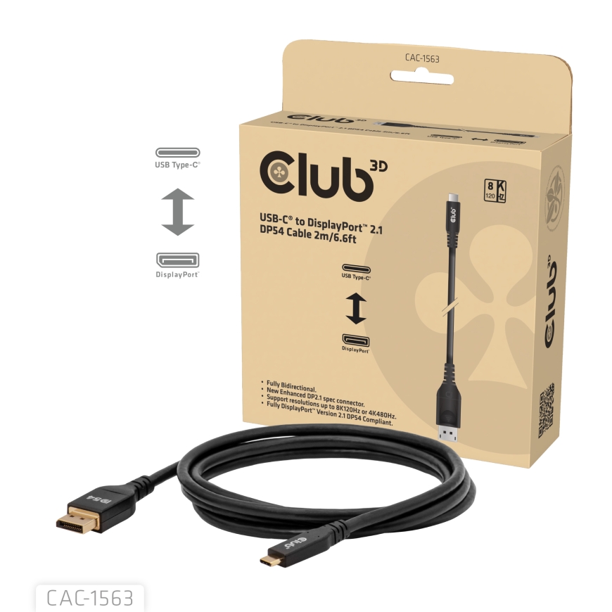 CLUB3D CAC-1563 videokaapeli-adapteri 2 m USB Type-C DisplayPort Musta – 3
