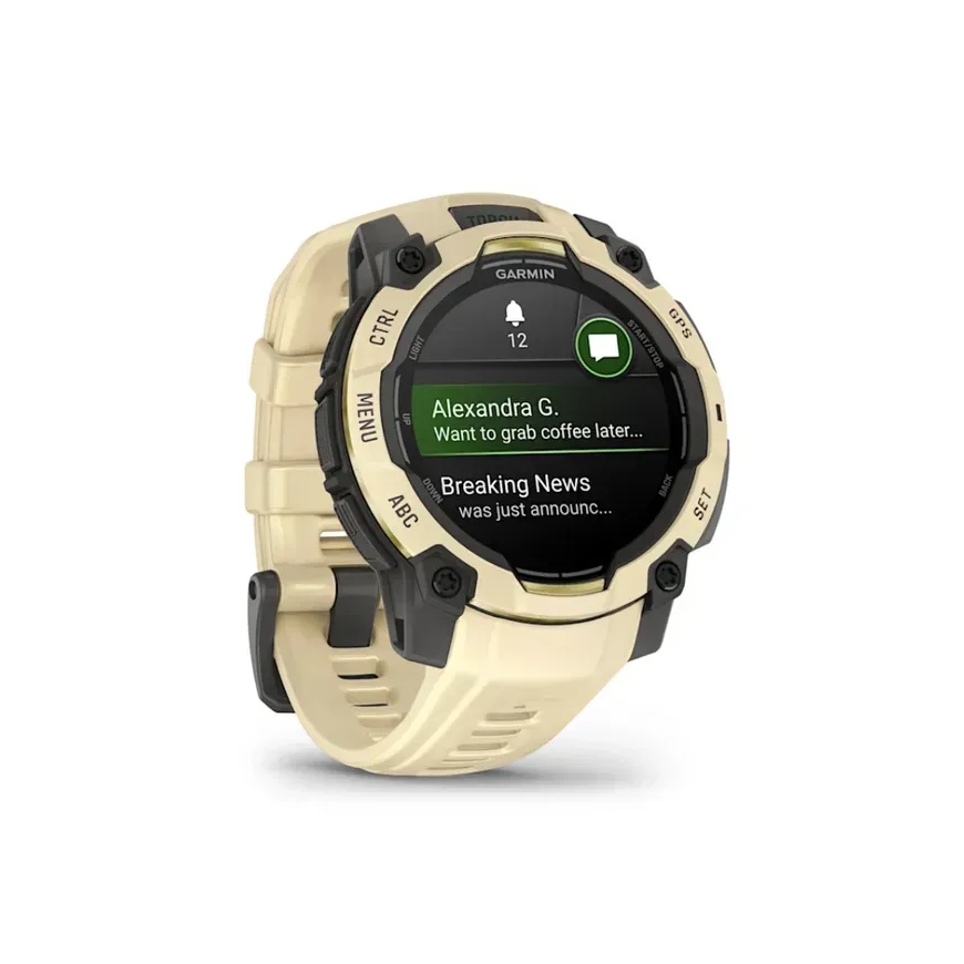 Garmin Instinct 3 AMOLED 3,05 cm (1.2") 45 mm Digitaalinen 390 x 390 pikseliä Kosketusnäyttö Beige, – 2
