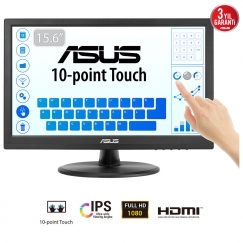 ASUS Touch VT169HE monitori 39,6 cm (15.6") 1920 x 1080 pikseļi Full HD LED Skārienjūtīgais ekrāns Galda virsma Melns