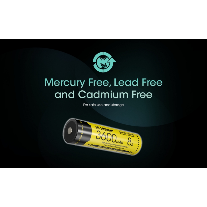 Nitecore BATTERY RECH. LI-ION 3.6V/NL1836HP(3600MAH) uzlādējamā baterija Litija jons 3,6 V – 5