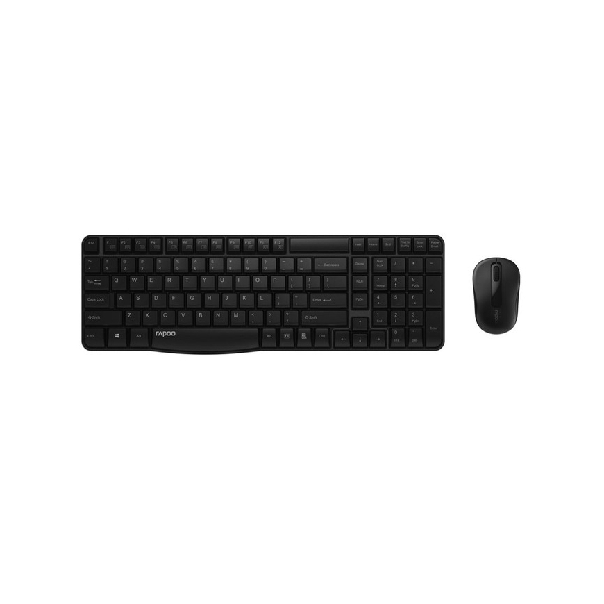 Rapoo X1800S keyboard Mouse included Office RF Wireless QWERTZ German Black
