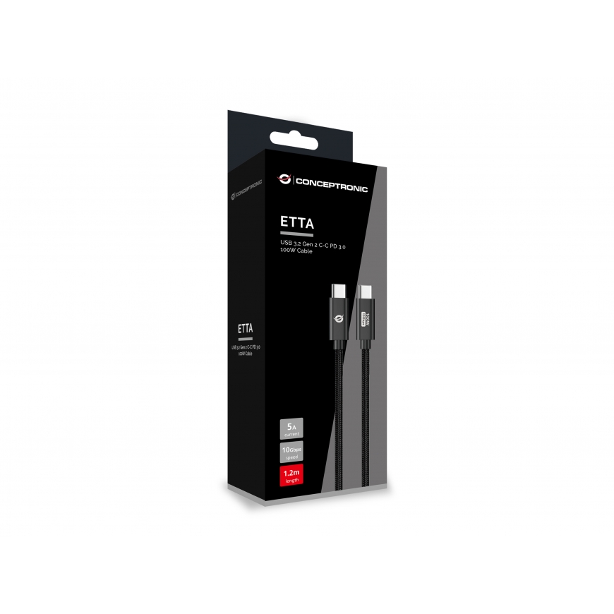 Conceptronic ETTA02B12 USB кабель USB 3.2 Gen 2 (3.1 Gen 2) 1,2 m USB C Черный – 4