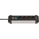 Brennenstuhl 1391030400 power extension 1.8 m 4 AC outlet(s) Indoor Black, Silver