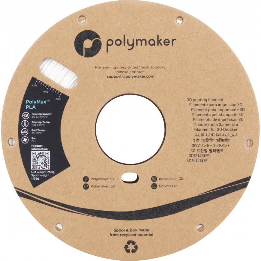 Polymaker PA06002 3D printing material Polylactic acid (PLA) White 750 g – 2