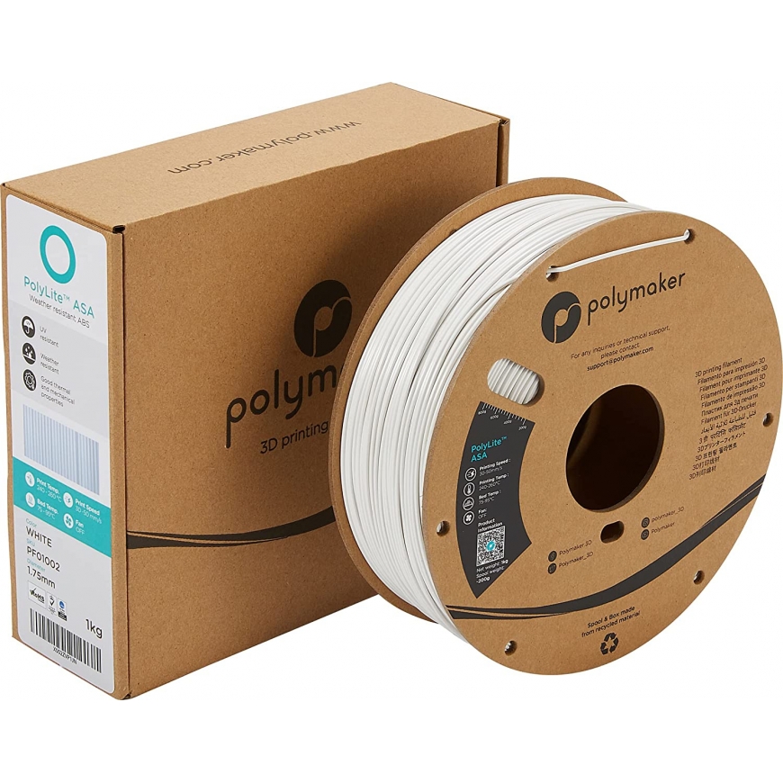 Polymaker PF01002 3D-tulostusmateriaali Akryylinitriili-styreeni-akrylaatti (ASA) Valkoinen 1 kg – 2
