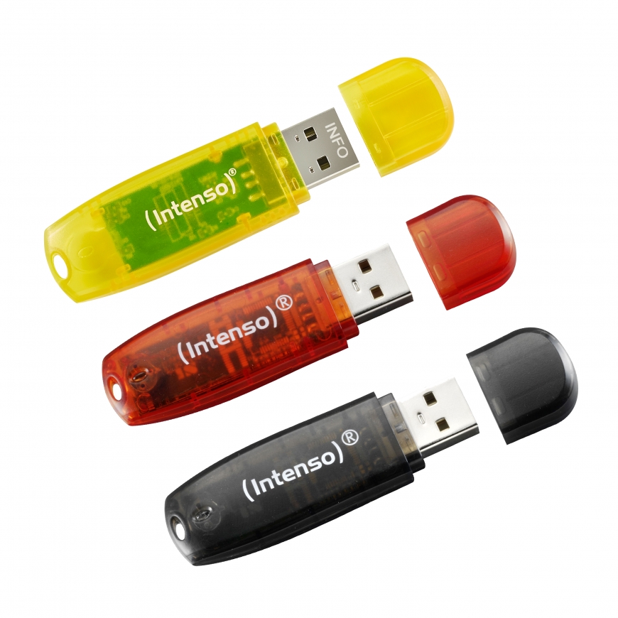 Intenso Rainbow 3x32GB Yellow/Red/Black USB atmintukas USB A tipo 2.0 Permatomas – 5