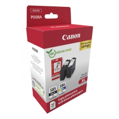 Canon PG-585XL/CL-586 PVP mustekasetti 2 kpl Alkuperäinen Korkea (XL) värintuotto Musta, Syaani, Magenta, Keltainen