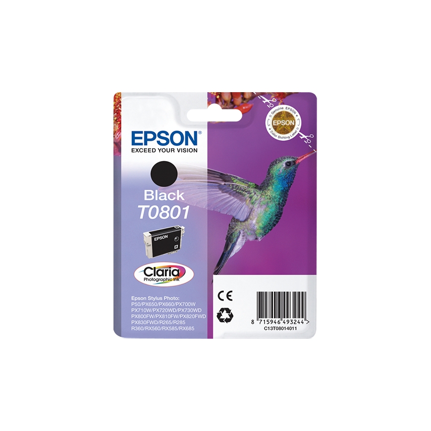 Epson Hummingbird Singlepack Black T0801 Claria